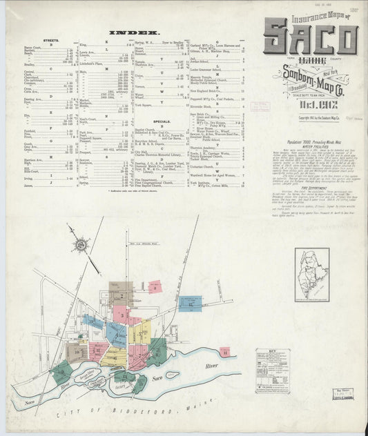 Sanborn Fire Insurance Map from Saco, York County, Maine. (1912) – Historic Sanborn Fire Insurance Map Print