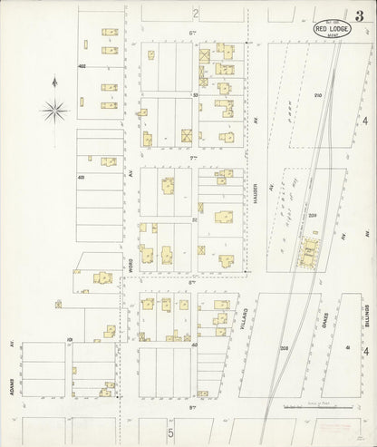 Sanborn Fire Insurance Map from Red Lodge, Carbon County, Montana (1901), Sheet #0003 - Complete Map Set gallery image, historic Sanborn map, vintage wall art, Montana Montana