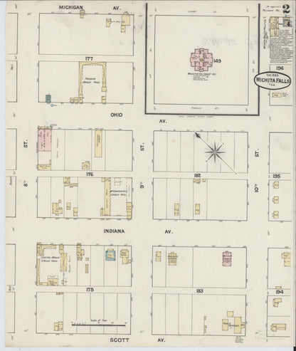 Sanborn Fire Insurance Map from Wichita Falls, Wichita County, Texas (1889), Sheet #0002 - Complete Map Set gallery image, historic Sanborn map, vintage wall art, Texas Texas