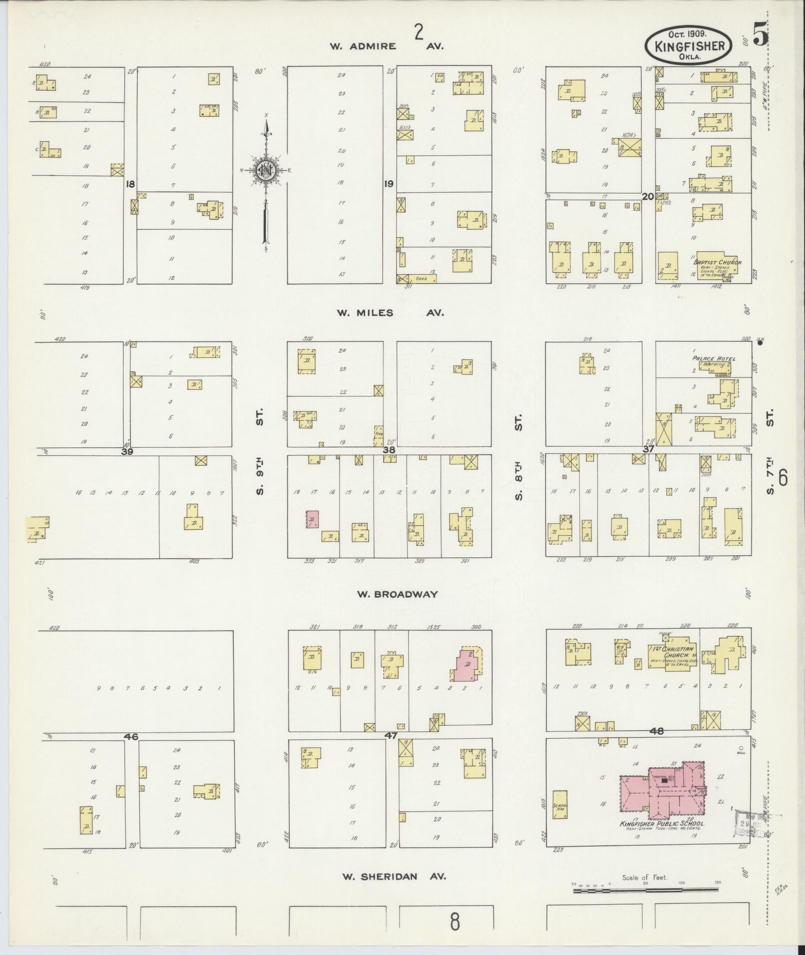 Sanborn Fire Insurance Map from Kingfisher, Kingfisher County, Oklahoma (1909), Sheet #0005 - Complete Map Set gallery image, historic Sanborn map, vintage wall art, Oklahoma Oklahoma