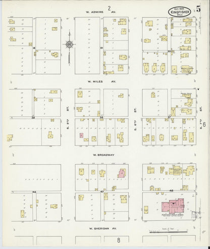 Sanborn Fire Insurance Map from Kingfisher, Kingfisher County, Oklahoma (1909), Sheet #0005 - Complete Map Set gallery image, historic Sanborn map, vintage wall art, Oklahoma Oklahoma