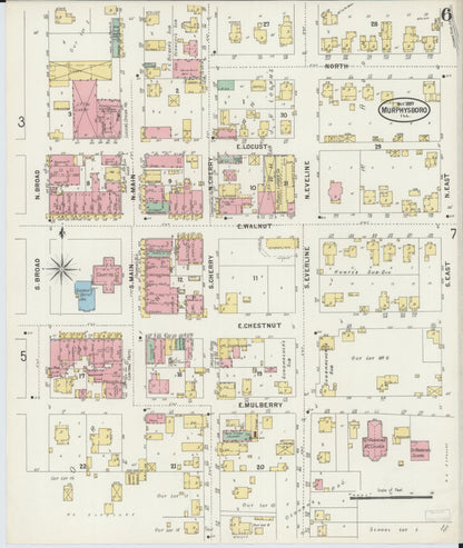 Sanborn Fire Insurance Map from Murphysboro, Jackson County, Illinois (1897), Sheet #0006 - Complete Map Set gallery image, historic Sanborn map, vintage wall art, Illinois Illinois