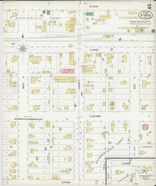 Sanborn Fire Insurance Map from Atwood, Douglas And Piatt Counties, Illinois (1899), Sheet #0002 - Historic Sanborn Fire Insurance Map Print, vintage old map wall art, antique decor, genealogy gift, Illinois Illinois map