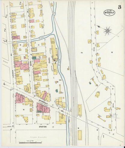 Sanborn Fire Insurance Map from McDonald, Washington County, Pennsylvania (1902), Sheet #0003 - Complete Map Set gallery image, historic Sanborn map, vintage wall art, Pennsylvania Pennsylvania