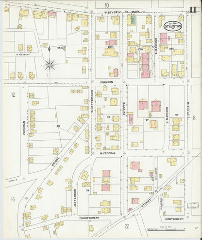 Sanborn Fire Insurance Map from Staunton, Independent Cities, Virginia (1904), Sheet #0011 - Complete Map Set gallery image, historic Sanborn map, vintage wall art, Virginia Virginia