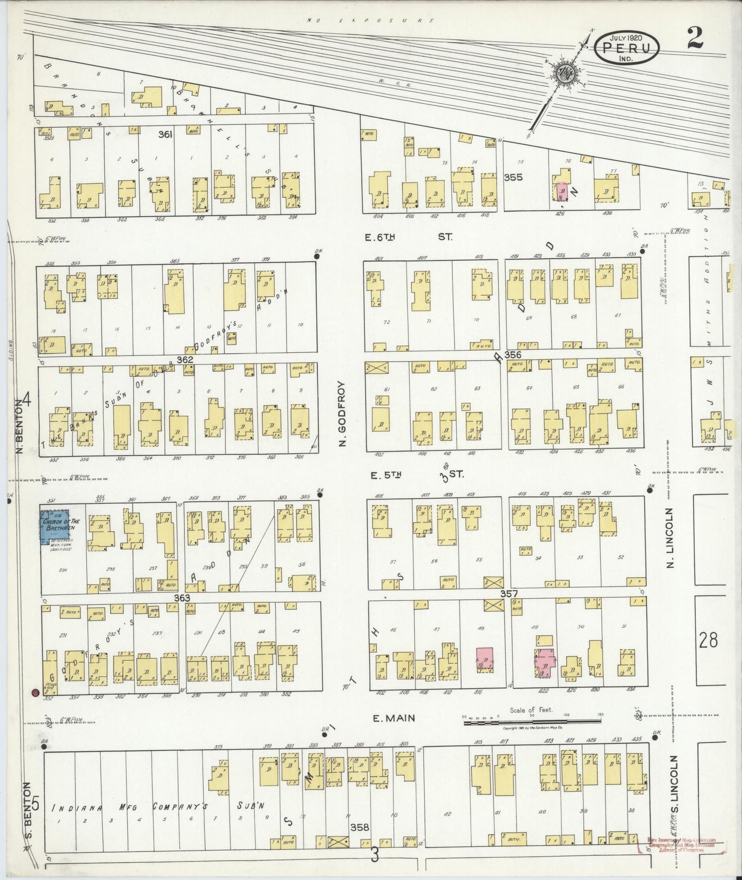 Sanborn Fire Insurance Map from Peru, Miami County, Indiana (1920), Sheet #0002 - Historic Sanborn Fire Insurance Map Print, vintage old map wall art, antique decor, genealogy gift, Indiana Indiana map