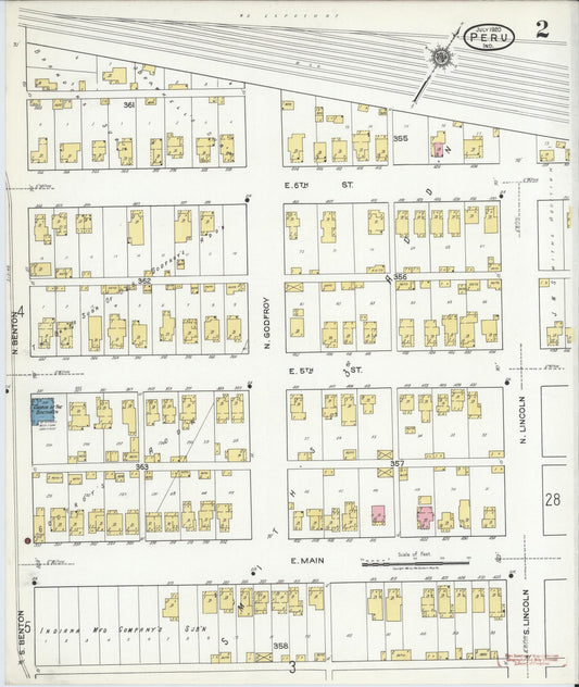 Sanborn Fire Insurance Map from Peru, Miami County, Indiana (1920), Sheet #0002 - Historic Sanborn Fire Insurance Map Print, vintage old map wall art, antique decor, genealogy gift, Indiana Indiana map