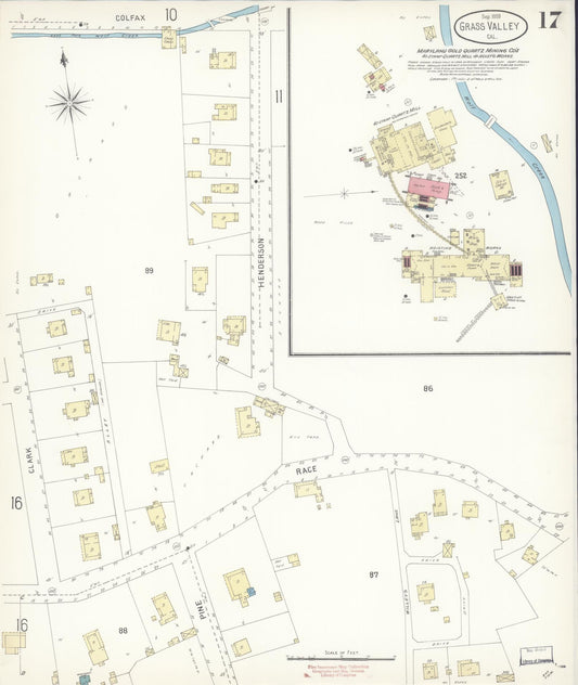 Sanborn Fire Insurance Map from Grass Valley, Nevada County, California (1898), Sheet #0017 - Historic Sanborn Fire Insurance Map Print, vintage old map wall art, antique decor, genealogy gift, California California map