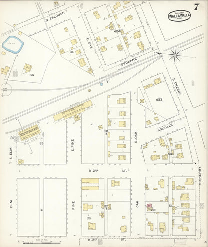 Sanborn Fire Insurance Map from Walla Walla, Walla Walla County, Washington (1894), Sheet #0007 - Complete Map Set gallery image, historic Sanborn map, vintage wall art, Washington Washington