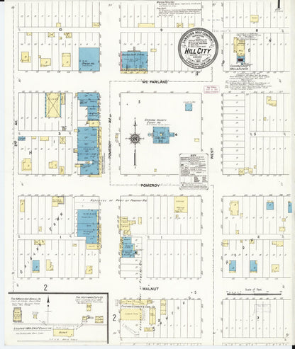 Sanborn Fire Insurance Map from Hill City, Graham County, Kansas (1911), Sheet #0001 - Complete Map Set gallery image, historic Sanborn map, vintage wall art, Kansas Kansas