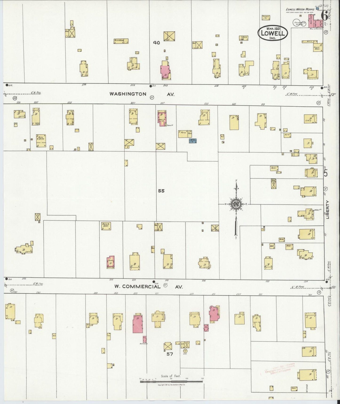 Sanborn Fire Insurance Map from Lowell, Lake County, Indiana (1921), Sheet #0006 - Complete Map Set gallery image, historic Sanborn map, vintage wall art, Indiana Indiana