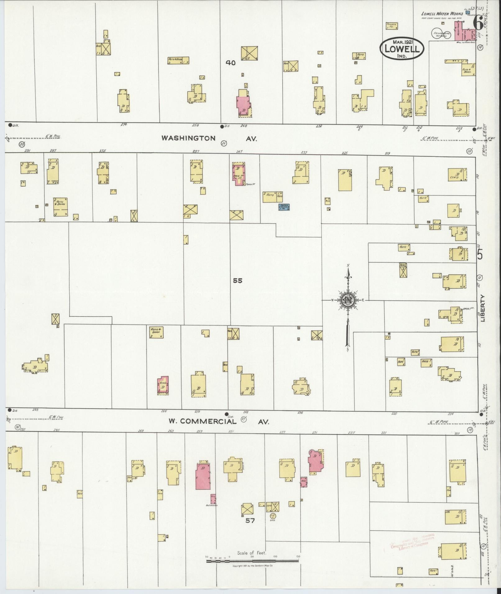 Sanborn Fire Insurance Map from Lowell, Lake County, Indiana (1921), Sheet #0006 - Complete Map Set gallery image, historic Sanborn map, vintage wall art, Indiana Indiana
