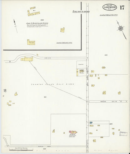 Sanborn Fire Insurance Map from Lakewood, Ocean County, New Jersey (1916), Sheet #0017 - Historic Sanborn Fire Insurance Map Print, vintage old map wall art, antique decor, genealogy gift, New Jersey New Jersey map