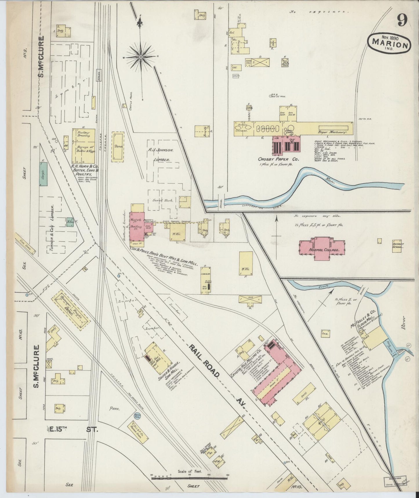 Sanborn Fire Insurance Map from Marion, Grant County, Indiana (1890), Sheet #0009 - Complete Map Set gallery image, historic Sanborn map, vintage wall art, Indiana Indiana