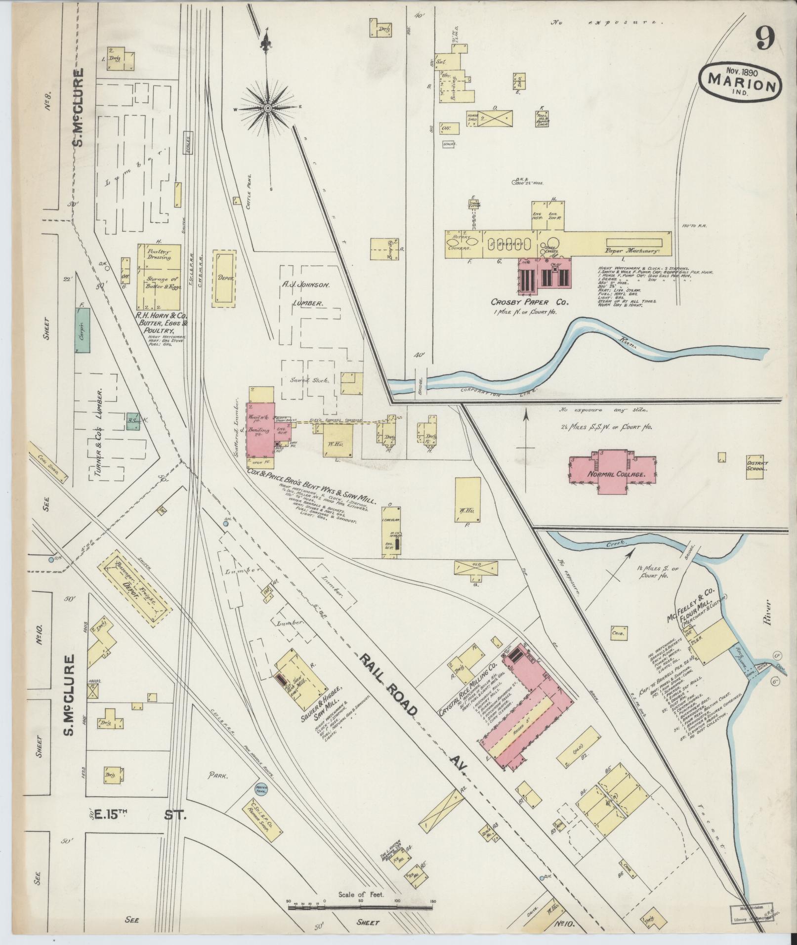 Sanborn Fire Insurance Map from Marion, Grant County, Indiana (1890), Sheet #0009 - Complete Map Set gallery image, historic Sanborn map, vintage wall art, Indiana Indiana
