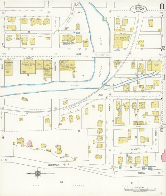 Sanborn Fire Insurance Map from Colfax, Whitman County, Washington (1922), Sheet #0011 - Historic Sanborn Fire Insurance Map Print, vintage old map wall art, antique decor, genealogy gift, Washington Washington map
