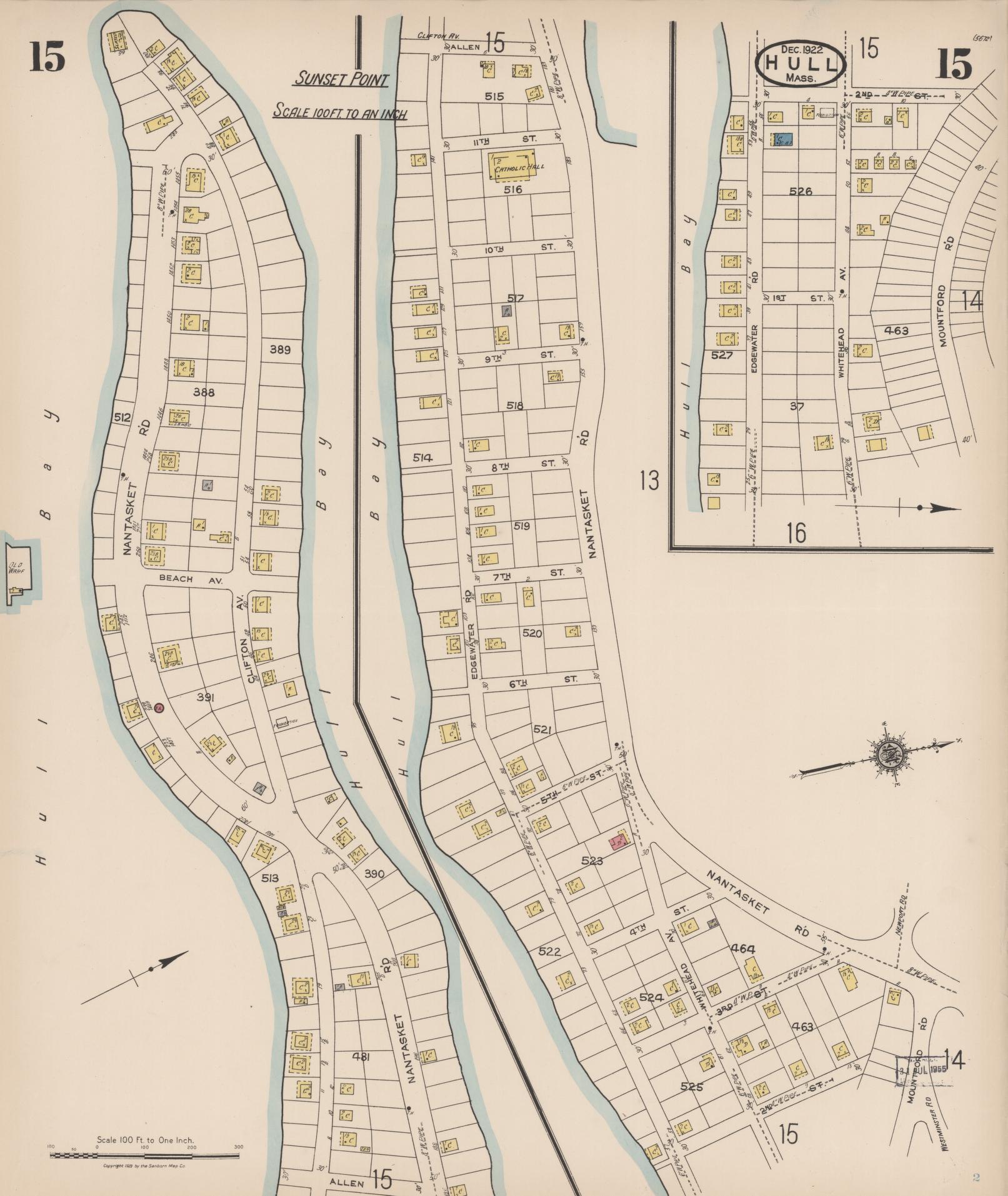 Sanborn Fire Insurance Map from Hull, Plymouth County, Massachusetts (1922), Sheet #0015 - Complete Map Set gallery image, historic Sanborn map, vintage wall art, Massachusetts Massachusetts
