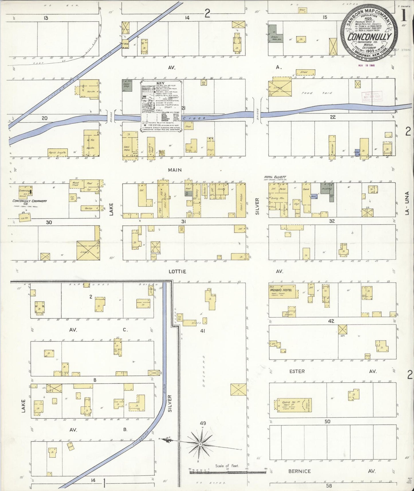 Sanborn Fire Insurance Map from Conconully, Okanogan County, Washington (1909), Sheet #0001 - Complete Map Set gallery image, historic Sanborn map, vintage wall art, Washington Washington