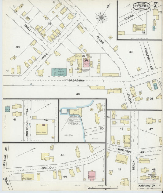 Sanborn Fire Insurance Map from Revere, Suffolk County, Massachusetts (1891), Sheet #0007 - Historic Sanborn Fire Insurance Map Print, vintage old map wall art, antique decor, genealogy gift, Massachusetts Massachusetts map