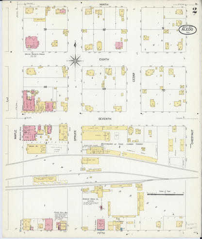 Sanborn Fire Insurance Map from Aledo, Mercer County, Illinois (1907), Sheet #0002 - Complete Map Set gallery image, historic Sanborn map, vintage wall art, Illinois Illinois