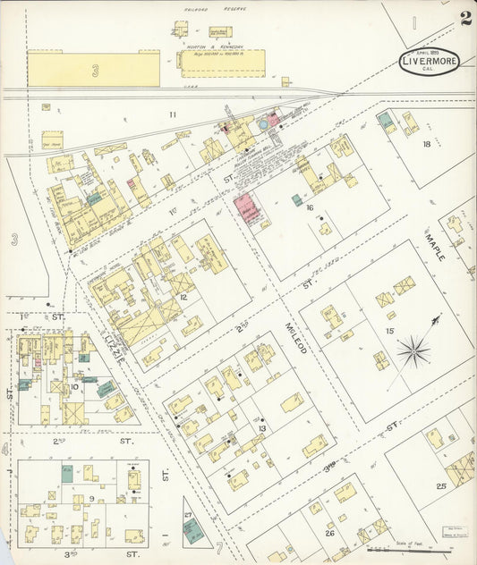 Sanborn Fire Insurance Map from Livermore, Alameda County, California (1893), Sheet #0002 - Historic Sanborn Fire Insurance Map Print, vintage old map wall art, antique decor, genealogy gift, California California map