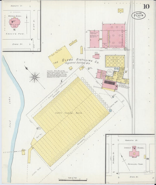 Sanborn Fire Insurance Map from Pekin, Tazewell County, Illinois (1898), Sheet #0010 - Historic Sanborn Fire Insurance Map Print, vintage old map wall art, antique decor, genealogy gift, Illinois Illinois map