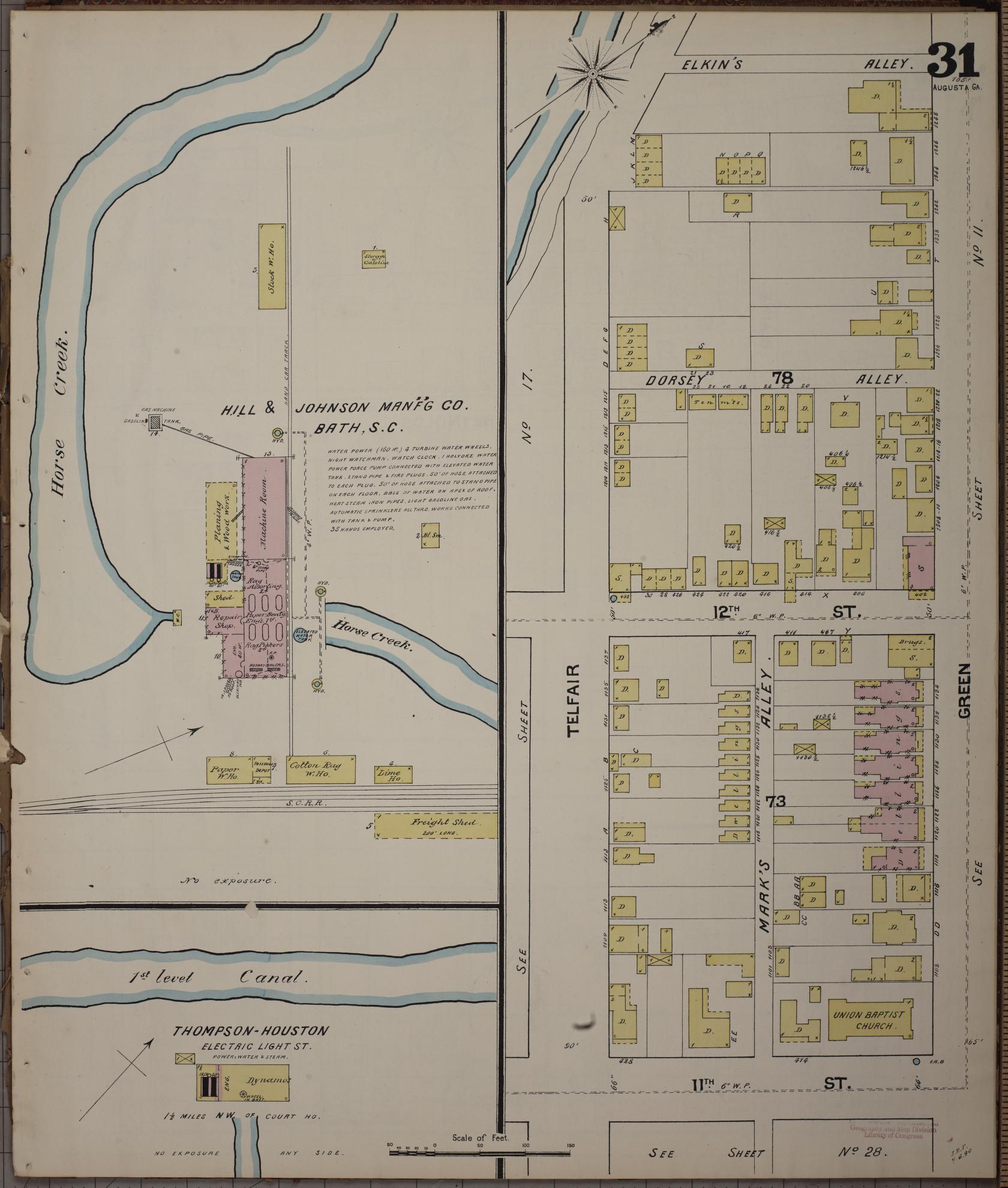 Sanborn Fire Insurance Map from Augusta, Richmond County, Georgia (1890), Sheet #0031 - Complete Map Set gallery image, historic Sanborn map, vintage wall art, Georgia Georgia