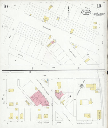 Sanborn Fire Insurance Map from Conway, Horry County, South Carolina (1930), Sheet #0010 - Complete Map Set gallery image, historic Sanborn map, vintage wall art, South Carolina South Carolina