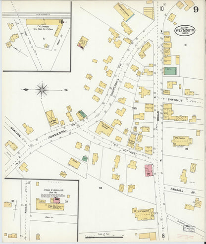 Sanborn Fire Insurance Map from Weymouth, Norfolk County, Massachusetts (1904), Sheet #0009 - Complete Map Set gallery image, historic Sanborn map, vintage wall art, Massachusetts Massachusetts