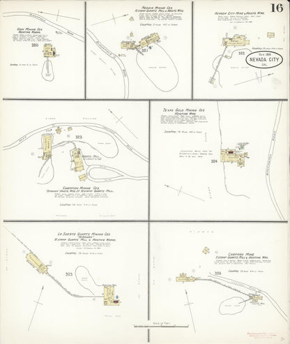 Sanborn Fire Insurance Map from Nevada City, Nevada County, California (1898), Sheet #0016 - Complete Map Set gallery image, historic Sanborn map, vintage wall art, California California
