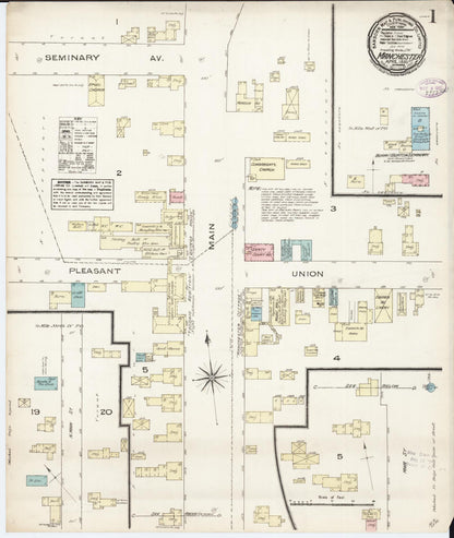 Sanborn Fire Insurance Map from Manchester, Bennington County, Vermont (1885), Sheet #0001 - Complete Map Set gallery image, historic Sanborn map, vintage wall art, Vermont Vermont
