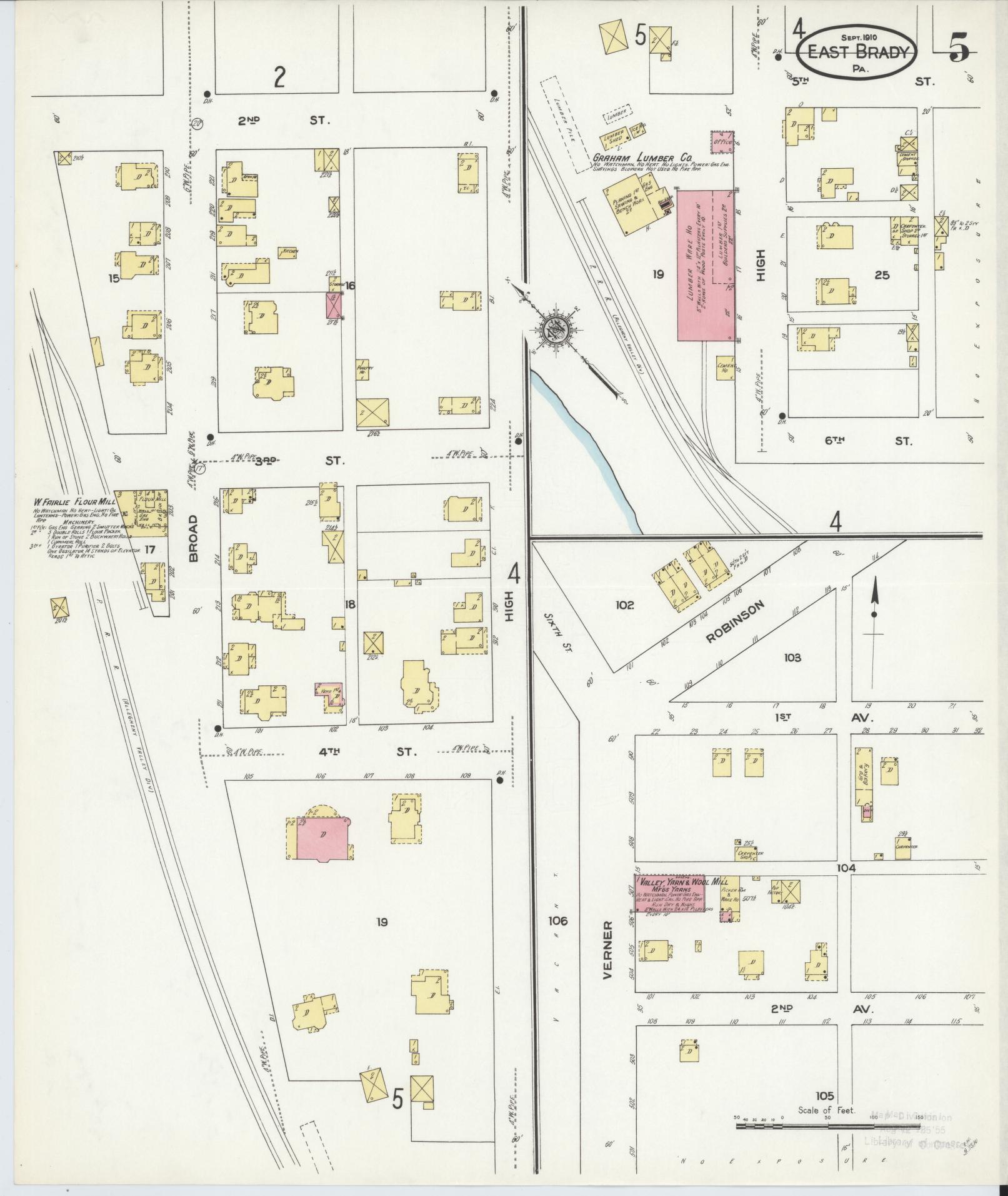 Sanborn Fire Insurance Map from East Brady, Clarion County, Pennsylvania (1910), Sheet #0005 - Historic Sanborn Fire Insurance Map Print, vintage old map wall art, antique decor, genealogy gift, Pennsylvania Pennsylvania map