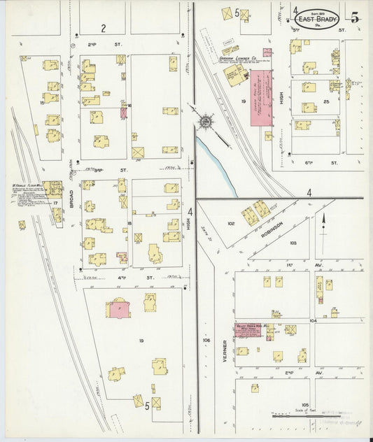 Sanborn Fire Insurance Map from East Brady, Clarion County, Pennsylvania (1910), Sheet #0005 - Historic Sanborn Fire Insurance Map Print, vintage old map wall art, antique decor, genealogy gift, Pennsylvania Pennsylvania map