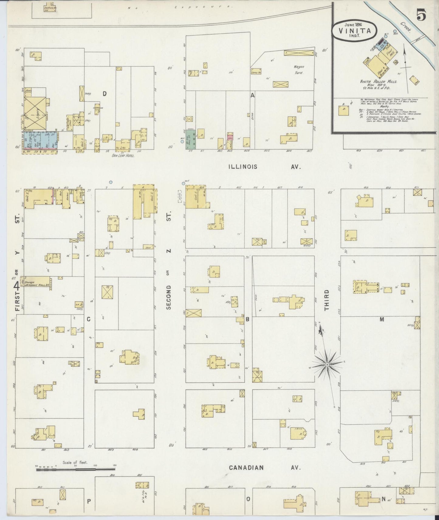 Sanborn Fire Insurance Map from Vinita, Craig County, Oklahoma (1896), Sheet #0005 - Complete Map Set gallery image, historic Sanborn map, vintage wall art, Oklahoma Oklahoma