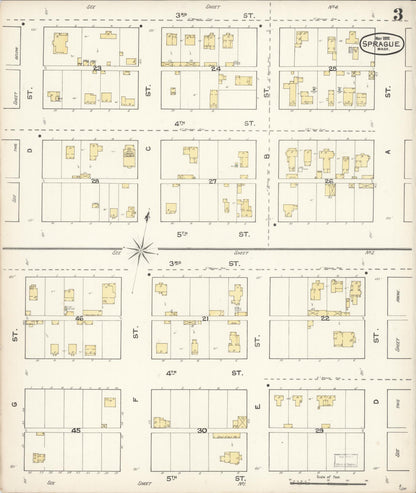 Sanborn Fire Insurance Map from Sprague, Lincoln County, Washington (1892), Sheet #0003 - Complete Map Set gallery image, historic Sanborn map, vintage wall art, Washington Washington
