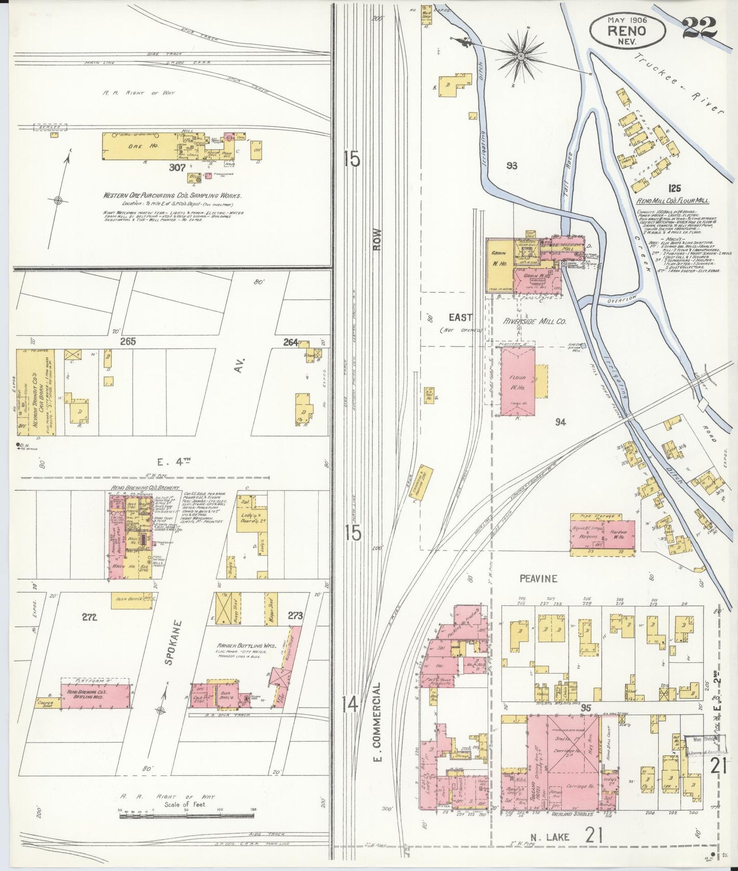 Sanborn Fire Insurance Map from Reno, Washoe County, Nevada (1906), Sheet #0022 - Complete Map Set gallery image, historic Sanborn map, vintage wall art, Nevada Nevada