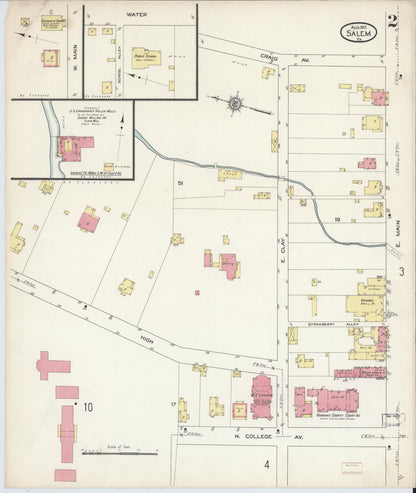 Sanborn Fire Insurance Map from Salem, Independent Cities, Virginia (1913), Sheet #0002 - Complete Map Set gallery image, historic Sanborn map, vintage wall art, Virginia Virginia