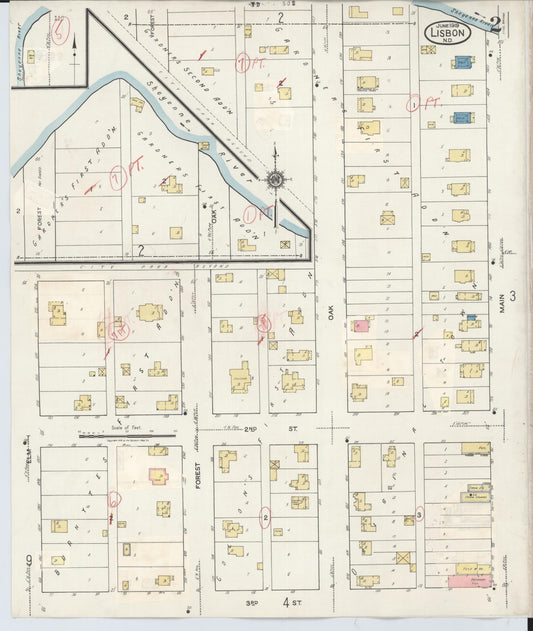 Sanborn Fire Insurance Map from Lisbon, Ransom County, North Dakota (1945), Sheet #0002 - Historic Sanborn Fire Insurance Map Print, vintage old map wall art, antique decor, genealogy gift, North Dakota North Dakota map