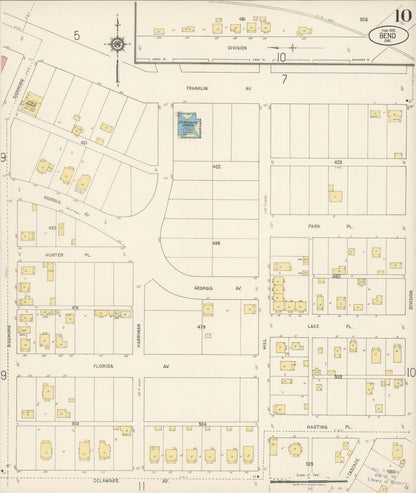 Sanborn Fire Insurance Map from Bend, Deschutes County, Oregon (1920), Sheet #0010 - Complete Map Set gallery image, historic Sanborn map, vintage wall art, Oregon Oregon