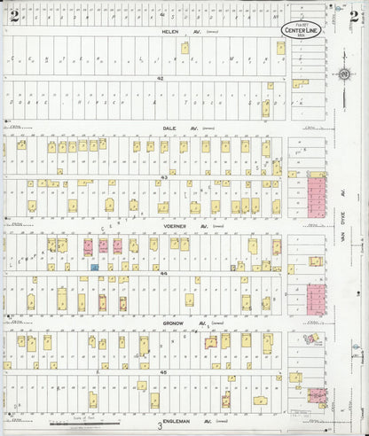 Sanborn Fire Insurance Map from Center Line, Macomb County, Michigan (1927), Sheet #0002 - Historic Sanborn Fire Insurance Map Print, vintage old map wall art, antique decor, genealogy gift, Michigan Michigan map