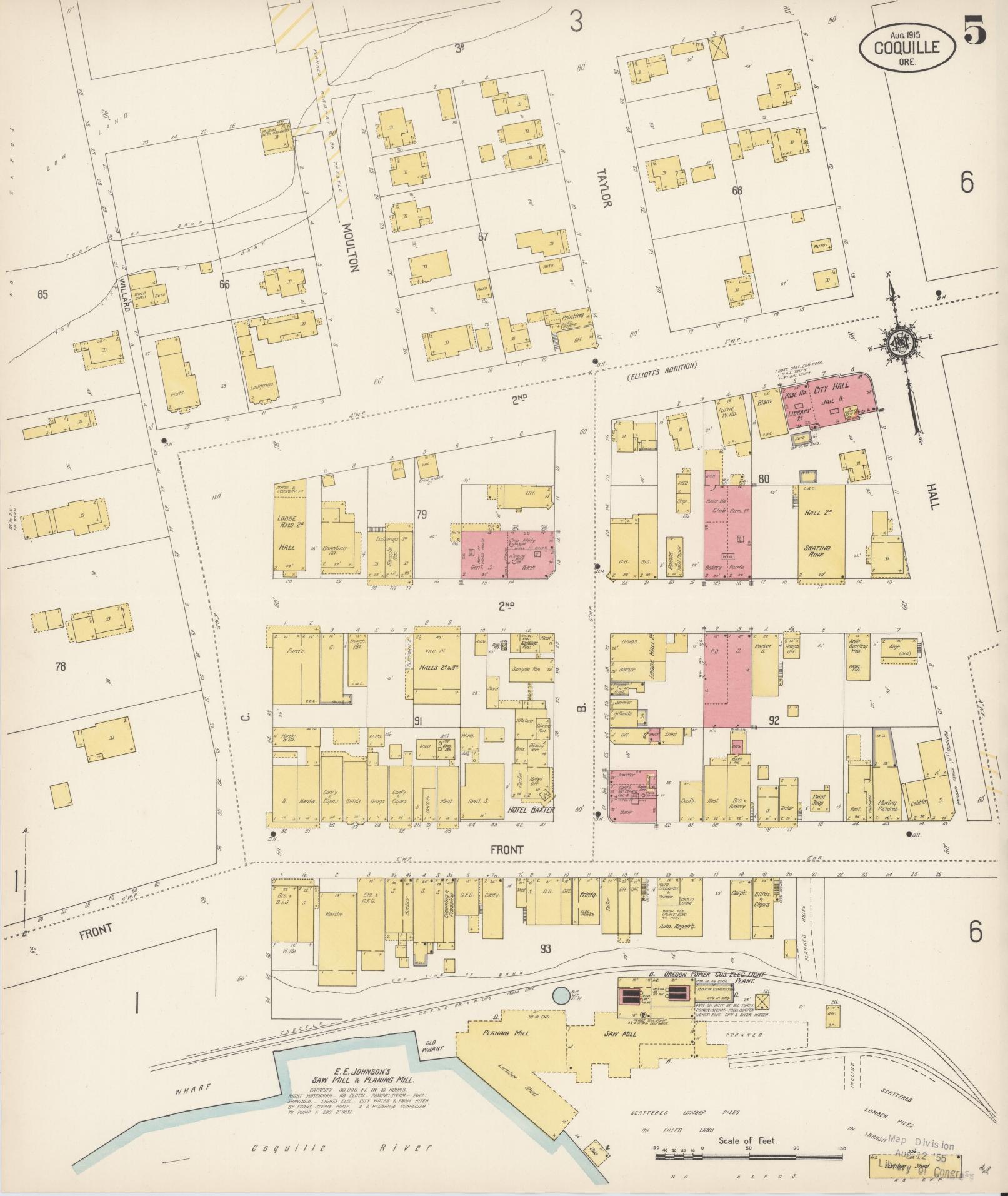 Sanborn Fire Insurance Map from Coquille, Coos County, Oregon (1915), Sheet #0005 - Historic Sanborn Fire Insurance Map Print, vintage old map wall art, antique decor, genealogy gift, Oregon Oregon map