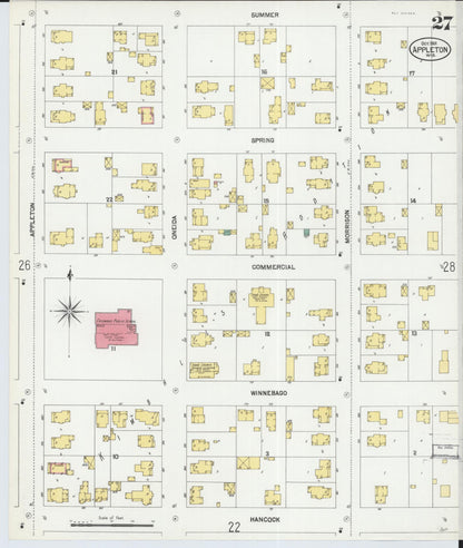 Sanborn Fire Insurance Map from Appleton, Outagamie County, Wisconsin (1901), Sheet #0027 - Complete Map Set gallery image, historic Sanborn map, vintage wall art, Wisconsin Wisconsin