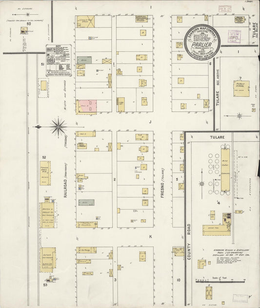 Sanborn Fire Insurance Map from Parlier, Fresno County, California. (1907) – Historic Sanborn Fire Insurance Map Print
