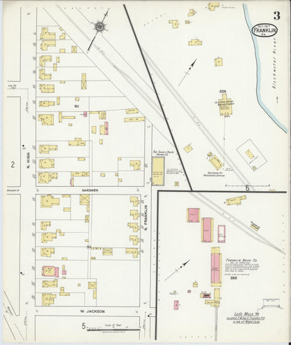 Sanborn Fire Insurance Map from Franklin, Independent Cities, Virginia (1917), Sheet #0003 - Complete Map Set gallery image, historic Sanborn map, vintage wall art, Virginia Virginia