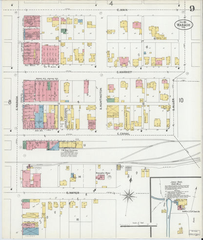 Sanborn Fire Insurance Map from Wabash, Wabash County, Indiana (1901), Sheet #0009 - Complete Map Set gallery image, historic Sanborn map, vintage wall art, Indiana Indiana