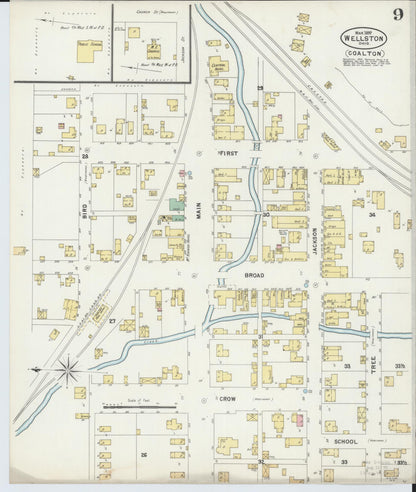 Sanborn Fire Insurance Map from Wellston, Jackson County, Ohio (1897), Sheet #0009 - Complete Map Set gallery image, historic Sanborn map, vintage wall art, Ohio Ohio
