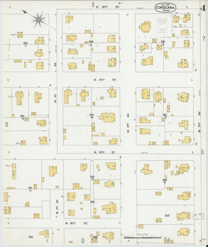 Sanborn Fire Insurance Map from Corsicana, Navarro County, Texas (1900), Sheet #0004 - Complete Map Set gallery image, historic Sanborn map, vintage wall art, Texas Texas