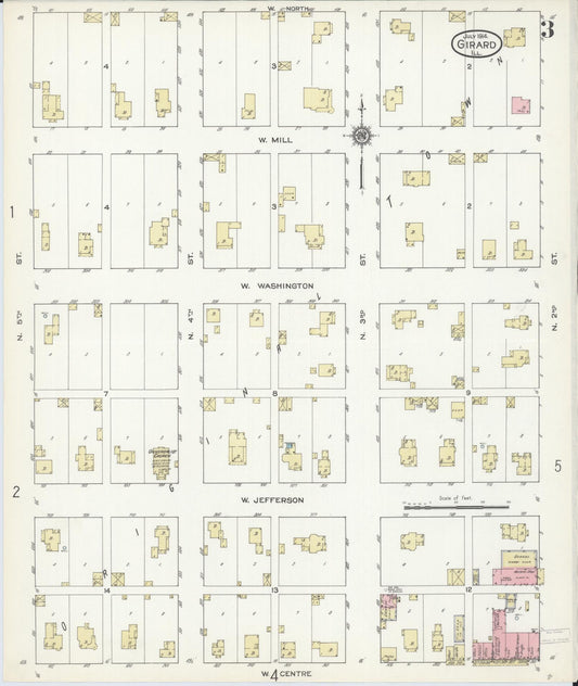 Sanborn Fire Insurance Map from Girard, Macoupin County, Illinois (1914), Sheet #0003 - Historic Sanborn Fire Insurance Map Print, vintage old map wall art, antique decor, genealogy gift, Illinois Illinois map