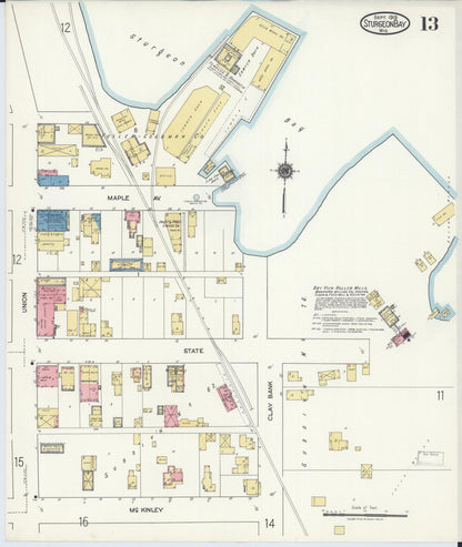 Sanborn Fire Insurance Map from Sturgeon Bay, Door County, Wisconsin (1919), Sheet #0013 - Historic Sanborn Fire Insurance Map Print, vintage old map wall art, antique decor, genealogy gift, Wisconsin Wisconsin map