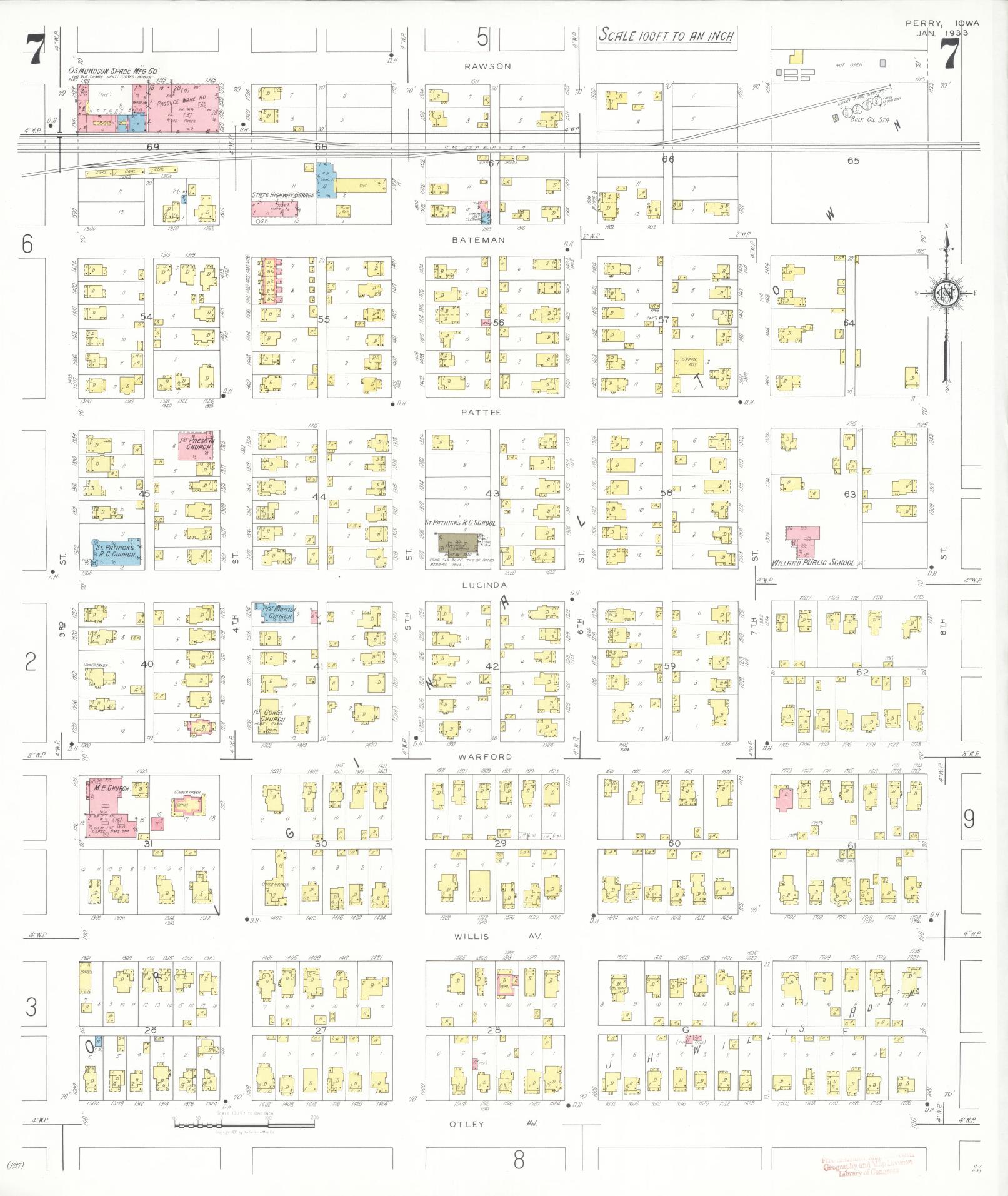 Sanborn Fire Insurance Map from Perry, Dallas County, Iowa (1933), Sheet #0007 - Historic Sanborn Fire Insurance Map Print